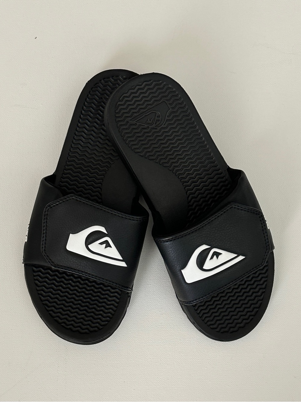 Quicksilver Black White Velcro Adjustable Slip-On Big Boy Slides Size 6